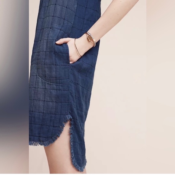 Anthropologie Cloth and Stone frayed chambray denim tunic in Sz small - Picture 3 of 15